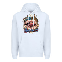 White Baseball lips Premium Hoodie - HowdyJamesFarm
