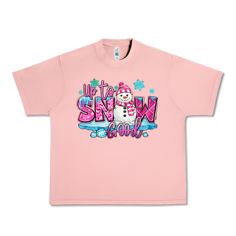 Up To Snow Good Pink Christmas Winter Snowman Urban Heavy Tee by MaliasSmallBusiness | Teevron