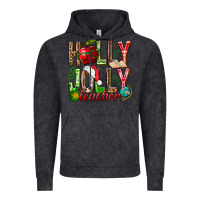 Vintage Black holly jolly teacher Vintage Hoodie - NancyCooperArtShop