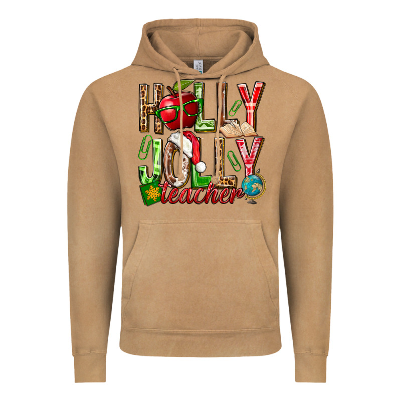 Holly Jolly Teacher Vintage Hoodie by NancyCooperArtShop | Teevron