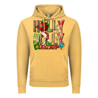 Vintage Mustard holly jolly teacher Vintage Hoodie - NancyCooperArtShop