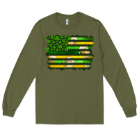 Army Green st patrick's day american flag Long Sleeve Tee - Artiststas