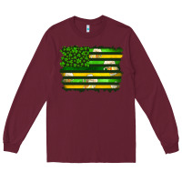 Burgundy st patrick's day american flag Long Sleeve Tee - Artiststas