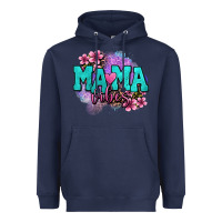 Navy mama vibes floral Heavyweight Hoodie - OliviaCreatesArt