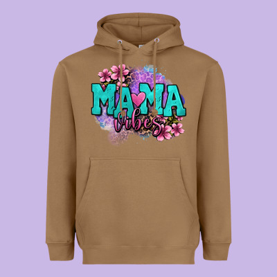 Mama Vibes Floral Heavyweight Hoodie Designed By Oliviacreatesart