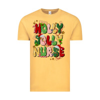 Vintage Mustard holly jolly nurse Vintage Tee - MaliasSmallBusiness