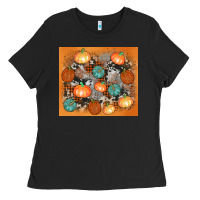 Black cowhide pumpkin Ladies Tee - AdoDesignShop