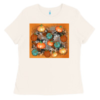 Bone cowhide pumpkin Ladies Tee - AdoDesignShop