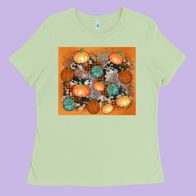 Cowhide Pumpkin Ladies Tee Designed By Adodesignshop