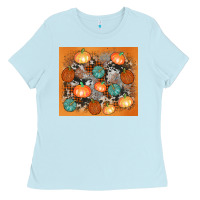 Baby Blue cowhide pumpkin Ladies Tee - AdoDesignShop