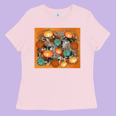 Cowhide Pumpkin Ladies Tee Designed By Adodesignshop