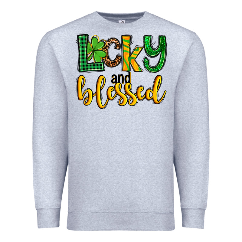 St. Patrick's Lucky And Blessed Premium Sweatshirt by OliviaCreatesArt | Teevron