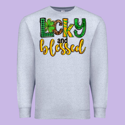 St. Patrick's Lucky And Blessed Premium Sweatshirt Designed By Oliviacreatesart