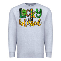Heather Grey St. Patrick's Lucky and blessed Premium Sweatshirt - OliviaCreatesArt