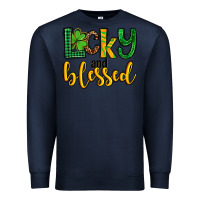 Navy St. Patrick's Lucky and blessed Premium Sweatshirt - OliviaCreatesArt