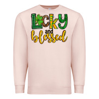 Pale Pink St. Patrick's Lucky and blessed Premium Sweatshirt - OliviaCreatesArt