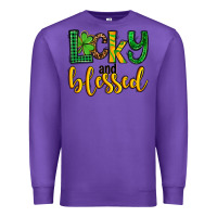 Purple St. Patrick's Lucky and blessed Premium Sweatshirt - OliviaCreatesArt