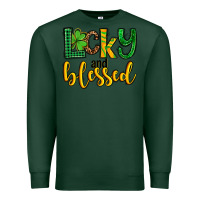 Sports Green St. Patrick's Lucky and blessed Premium Sweatshirt - OliviaCreatesArt