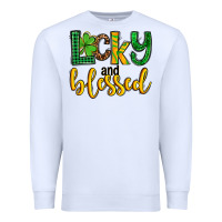 White St. Patrick's Lucky and blessed Premium Sweatshirt - OliviaCreatesArt