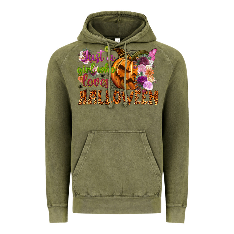 Just A Girl Who Loves Halloween Vintage Hoodie by NancyCooperArtShop | Teevron