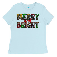 Baby Blue merry and bright Ladies Tee - AdoDesignShop
