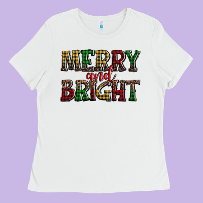Merry And Bright Ladies Tee Designed By Adodesignshop