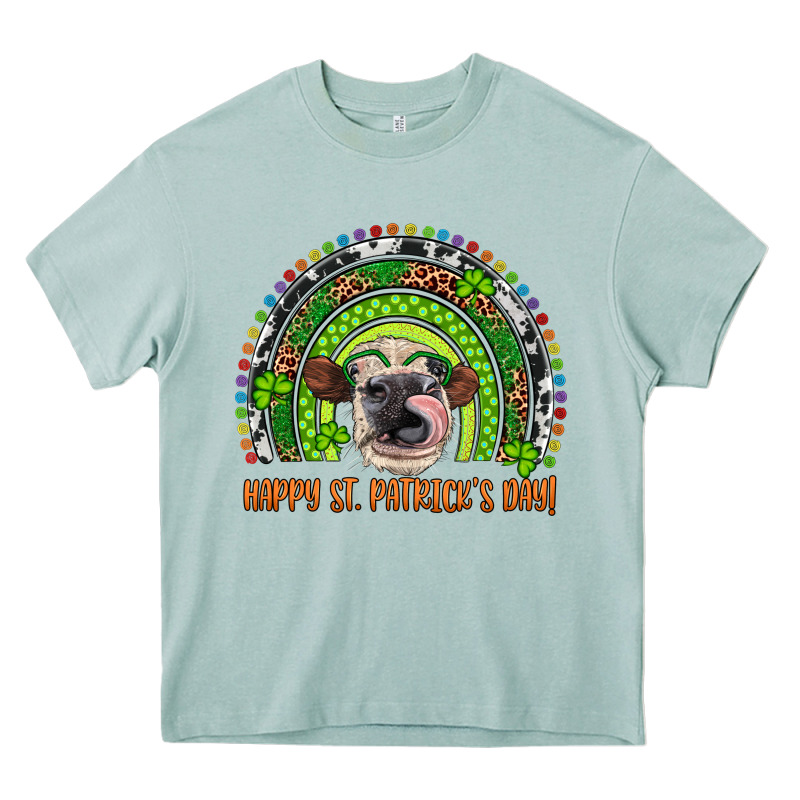 Western Happy St. Patrick's Day Cow Rainbow Heavy Core Tee by Artiststas | Teevron
