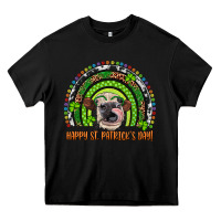Black Western Happy St. Patrick's Day Cow Rainbow Heavy Core Tee - Artiststas