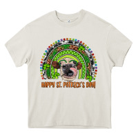 Cream Western Happy St. Patrick's Day Cow Rainbow Heavy Core Tee - Artiststas