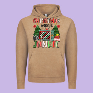 Christmas Movie Junkie Vintage Hoodie Designed By Maliassmallbusiness
