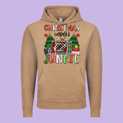 Christmas Movie Junkie Vintage Hoodie Designed By Maliassmallbusiness