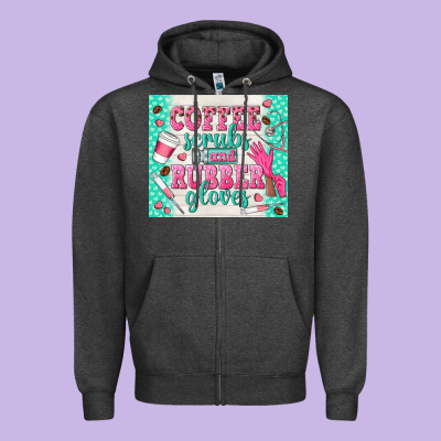 Coffee Scrubs And Rubber Gloves Zipper Hoodie Designed By Tumblerdesignbyshophia