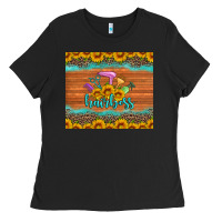 Black hairboss 200z skinny sunflowers leopard hairdresser Ladies Tee - Artiststas
