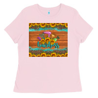 Bubblegum Pink hairboss 200z skinny sunflowers leopard hairdresser Ladies Tee - Artiststas