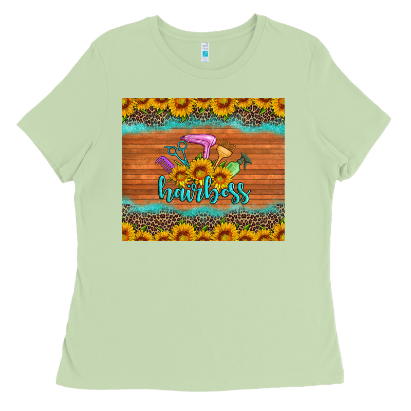 Hairboss 200z Skinny Sunflowers Leopard Hairdresser Ladies Tee by Artiststas | Teevron