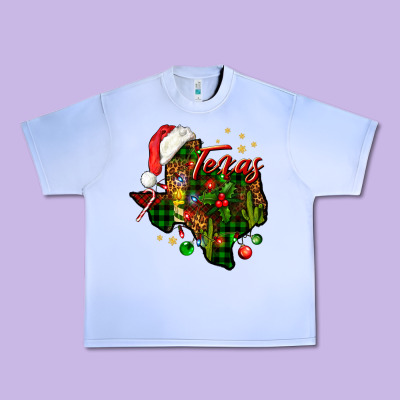 Christmas Texas Map Urban Heavy Tee Designed By Nancycooperartshop