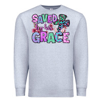 Heather Grey Easter Day Saved by his grace Premium Sweatshirt - OliviaCreatesArt