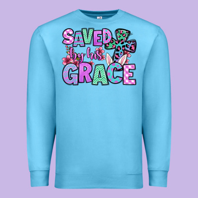 Easter Day Saved By His Grace Premium Sweatshirt Designed By Oliviacreatesart