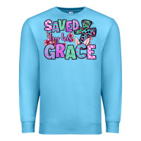 Ocean Blue Easter Day Saved by his grace Premium Sweatshirt - OliviaCreatesArt