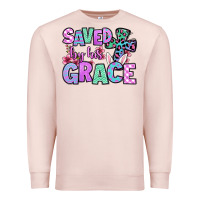 Pale Pink Easter Day Saved by his grace Premium Sweatshirt - OliviaCreatesArt