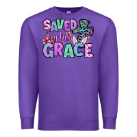 Purple Easter Day Saved by his grace Premium Sweatshirt - OliviaCreatesArt