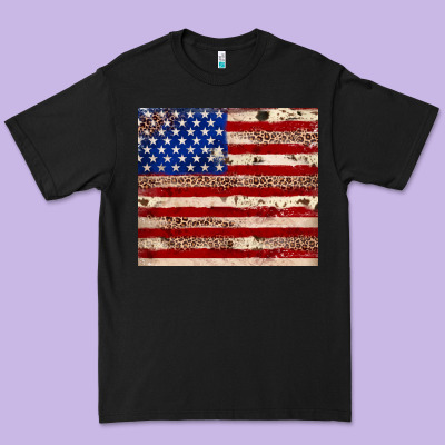 American Flag Leopard Cowhide Premium Tee Designed By Jahusdesignshop