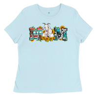 Baby Blue goat mom serape leopard cowhide goat family Ladies Tee - Artiststas