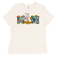 Bone goat mom serape leopard cowhide goat family Ladies Tee - Artiststas
