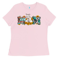 Bubblegum Pink goat mom serape leopard cowhide goat family Ladies Tee - Artiststas