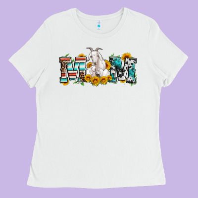 Goat Mom Serape Leopard Cowhide Goat Family Ladies Tee Designed By Artiststas