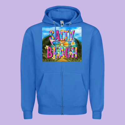 Salty Beach Zipper Hoodie Designed By Tumblerdesignbyshophia