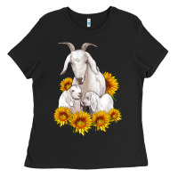 Black goat family with sunflowers Ladies Tee - Artiststas