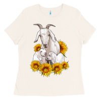 Bone goat family with sunflowers Ladies Tee - Artiststas