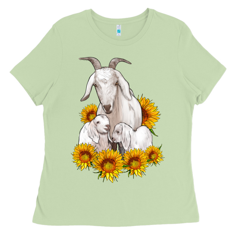 Goat Family With Sunflowers Ladies Tee by Artiststas | Teevron